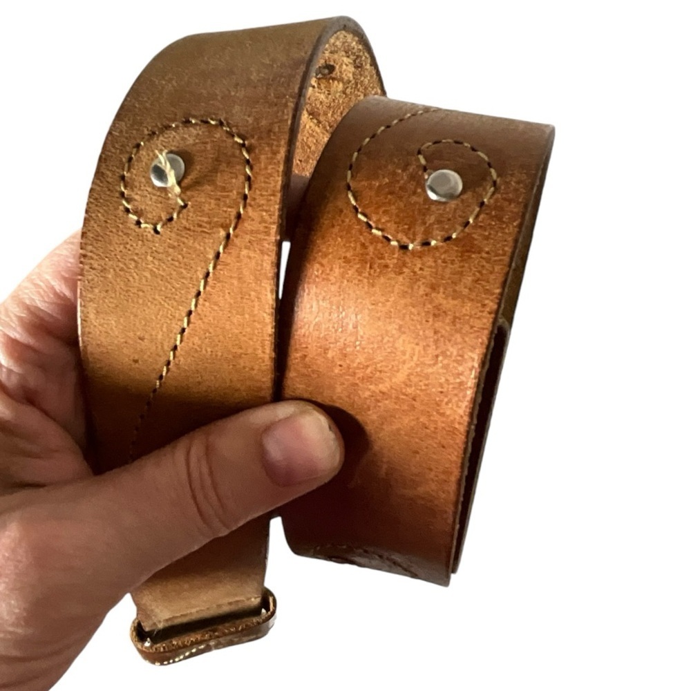 Hipwear brown leather belt statement western rustic studded boho Large‎